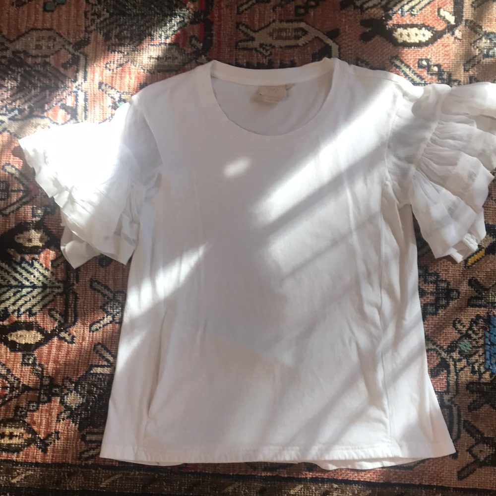 White Ruffle Sleeve Top from anthropologie